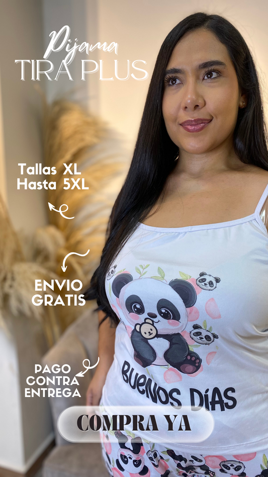 Pijama Plus Pantalón + Blusa de Tiras en Piel de Durazno :  💤