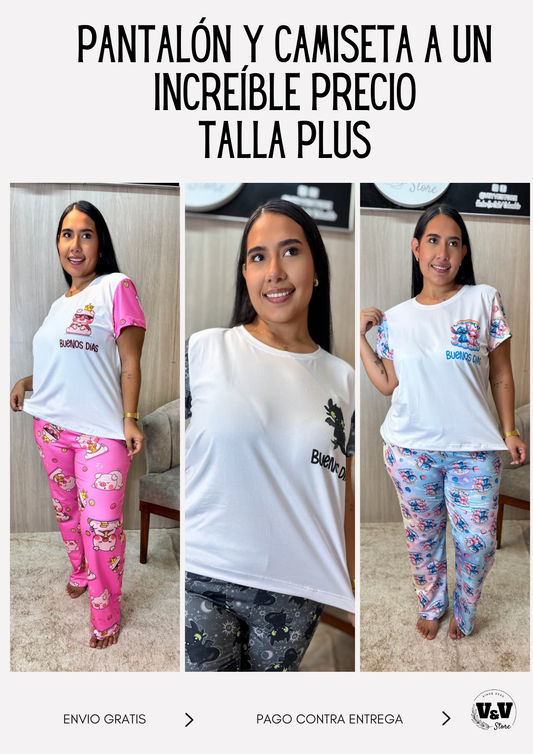 ¡LA PIJAMA PANTALON TALLA PLUS  QUE TODAS QUEREMOS! ✨🌙