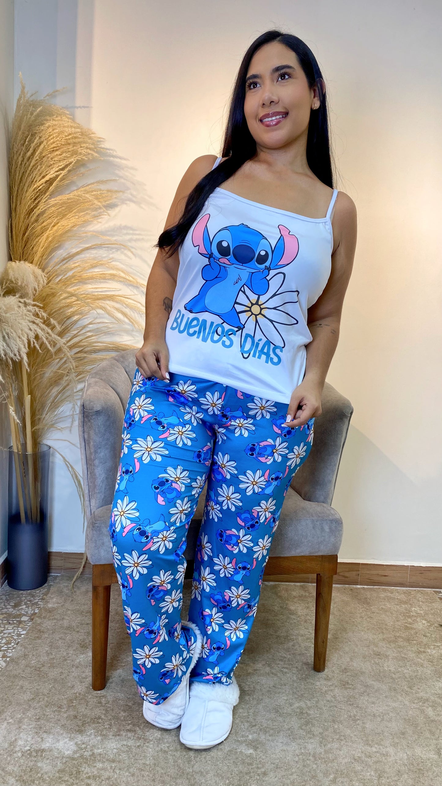 Pijama Plus Pantalón + Blusa de Tiras en Piel de Durazno :  💤