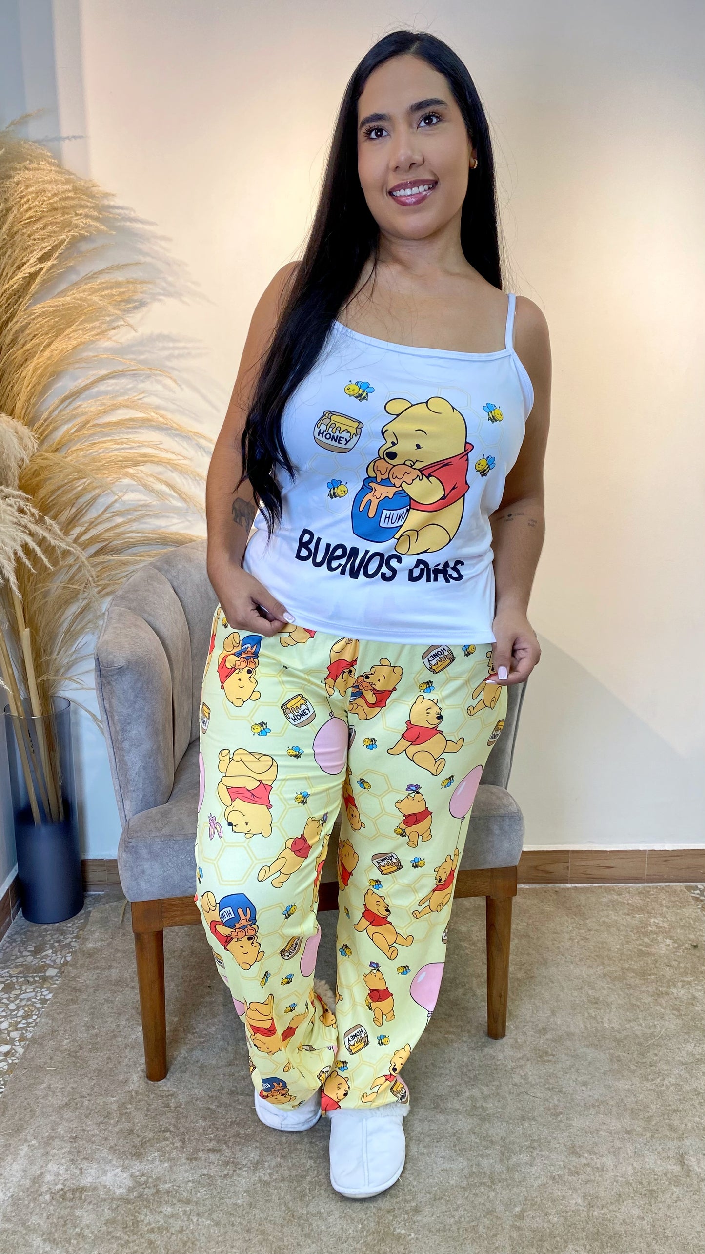 Pijama Plus Pantalón + Blusa de Tiras en Piel de Durazno :  💤