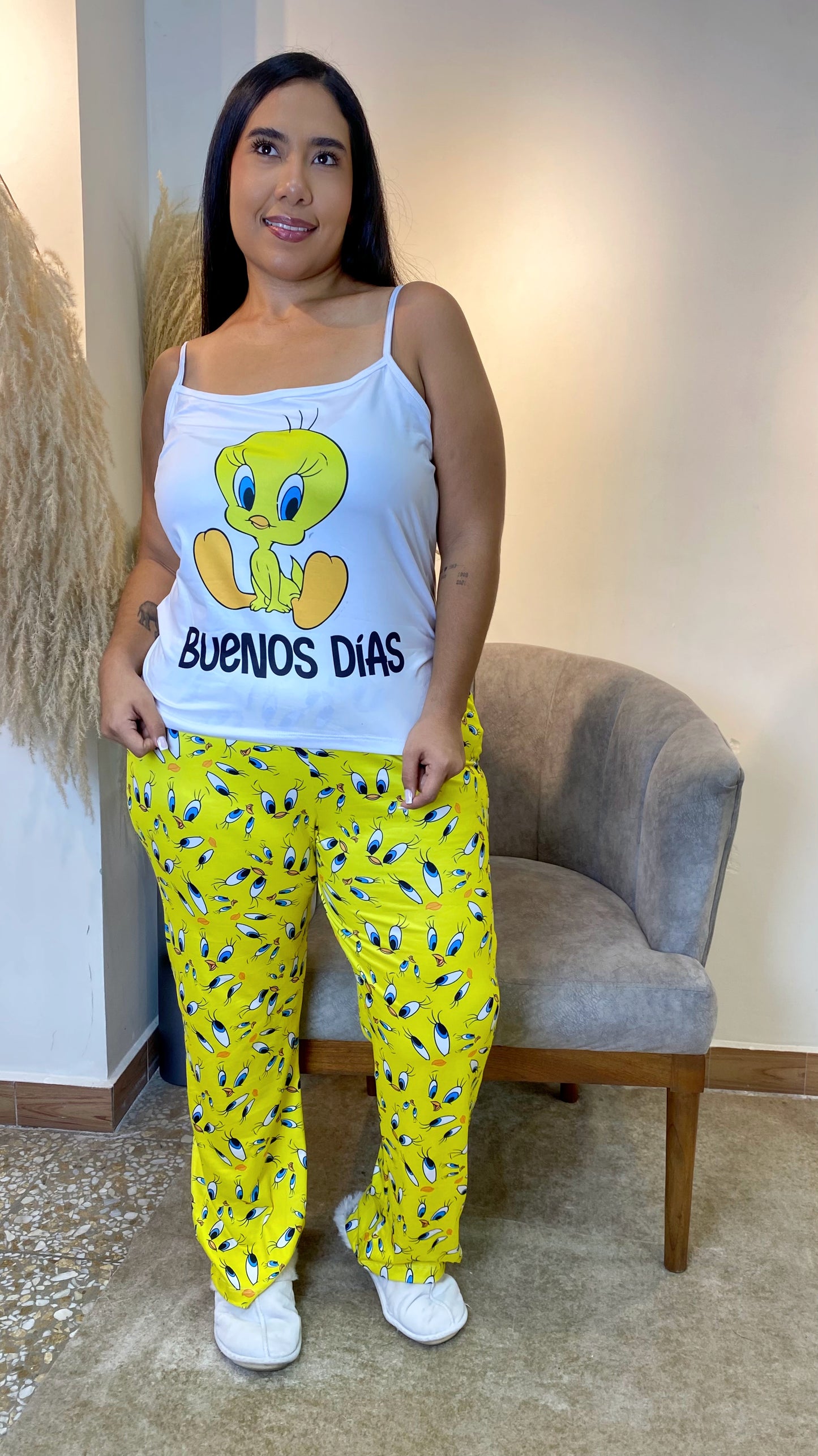 Pijama Plus Pantalón + Blusa de Tiras en Piel de Durazno :  💤