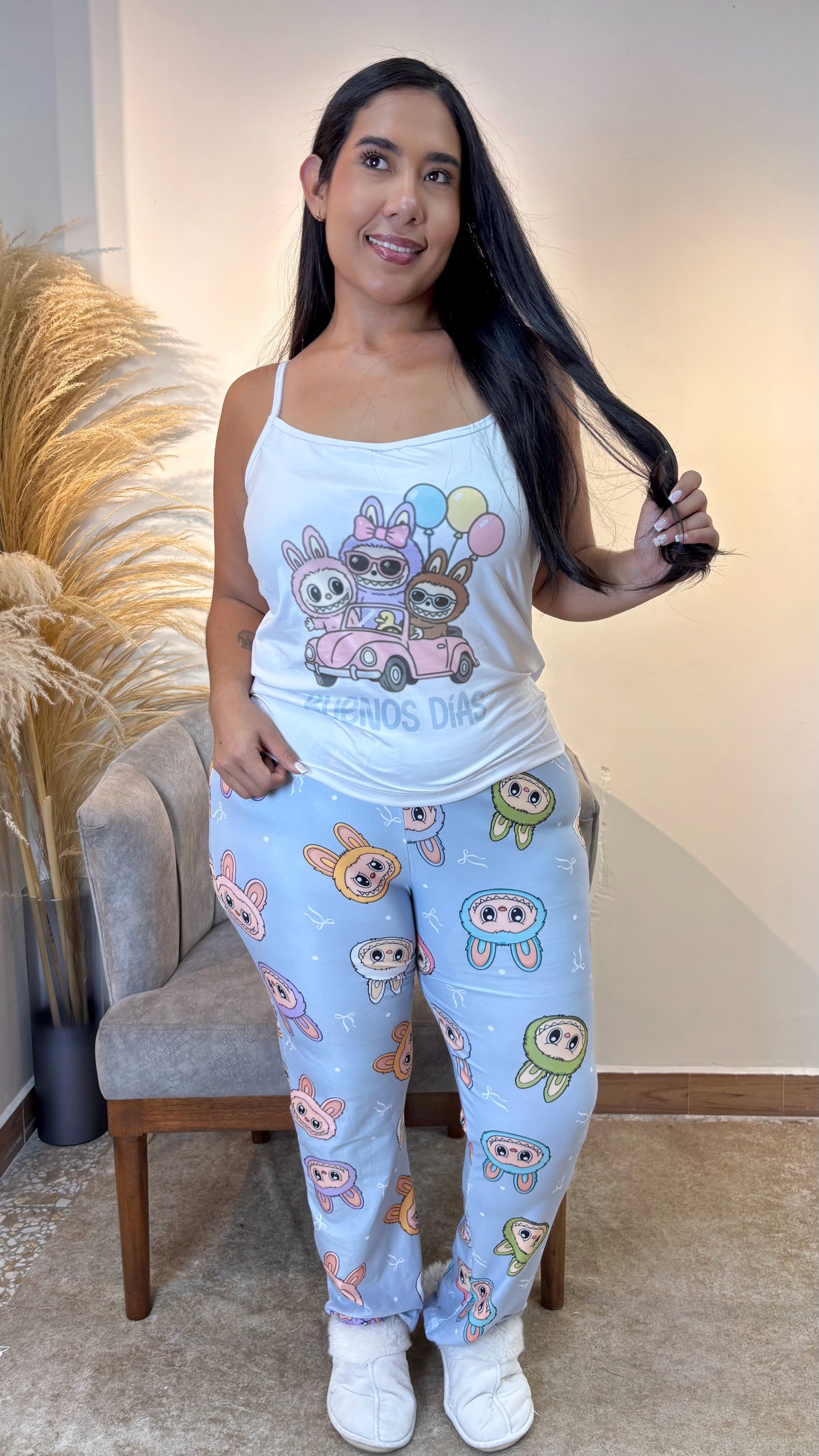 Pijama Plus Pantalón + Blusa de Tiras en Piel de Durazno :  💤