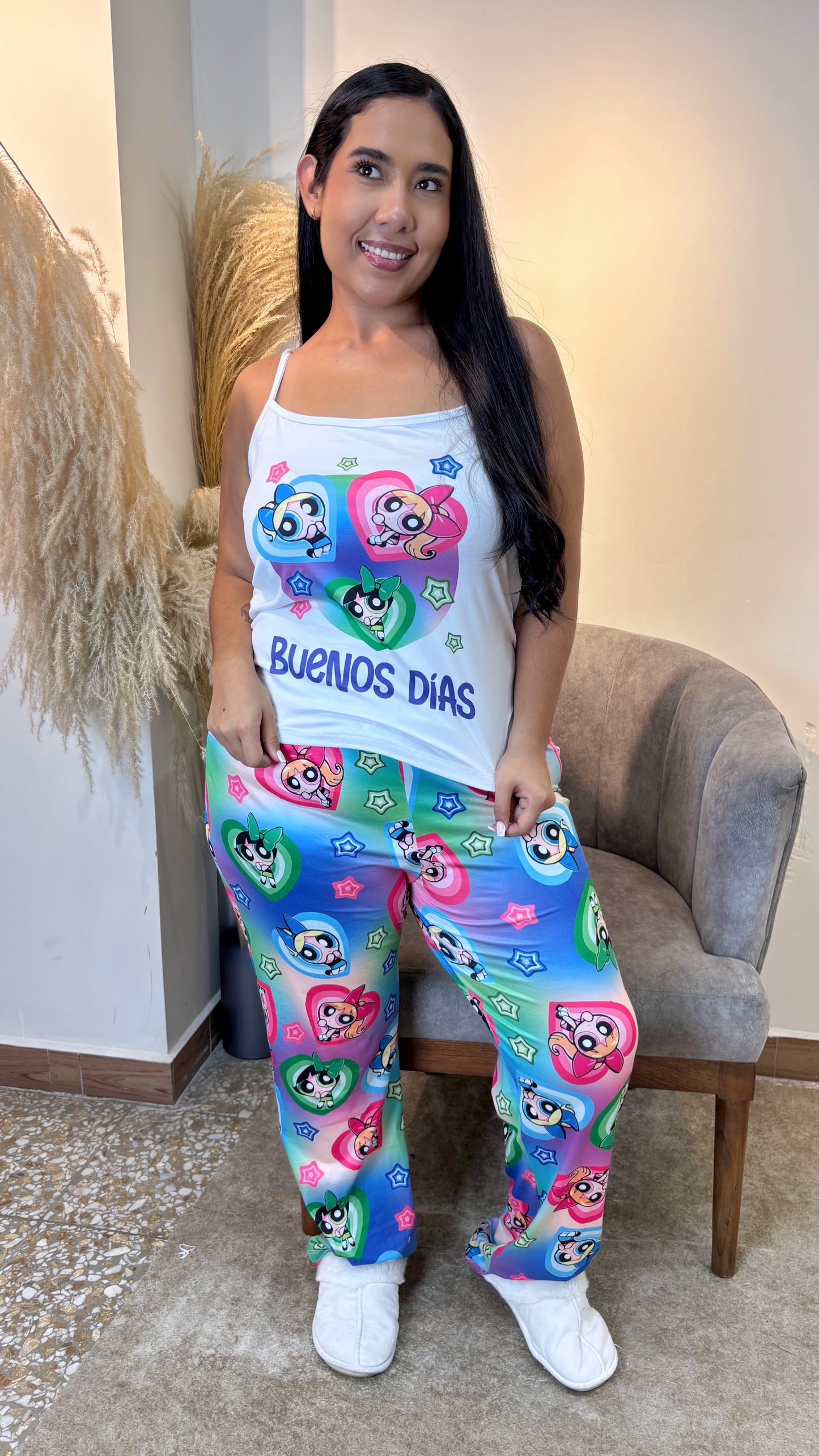 Pijama Plus Pantalón + Blusa de Tiras en Piel de Durazno :  💤