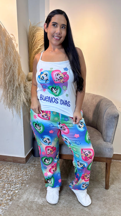 Pijama Plus Pantalón + Blusa de Tiras en Piel de Durazno :  💤