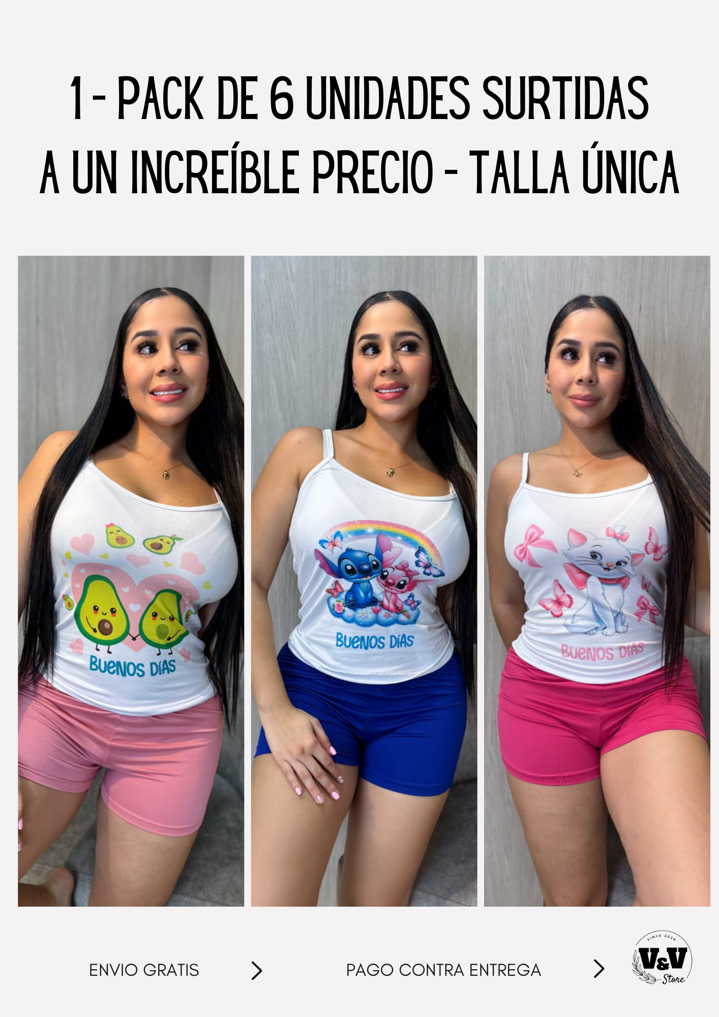 ¡COLECCIÓN LIMITADA "BUENOS DÍAS"! ✨ PIJAMA SHORT TALLA UNICA